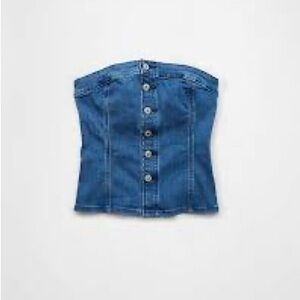 NWT American Eagle Denim Button-Up Strapless Top